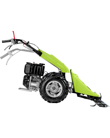 The GF 2's weight distribution was designed to ensure stability when mowing on slopes.